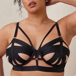 NEW Torrid Curve Black Strappy Bondage Bra Sz 0X Caged Cutout